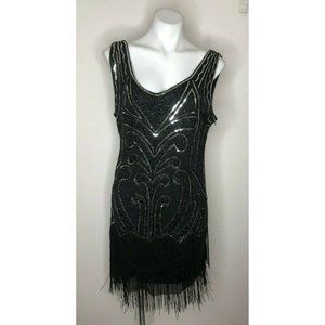 MESISAN Women's 1920s Flapper V Neck Gatsby Sequin
